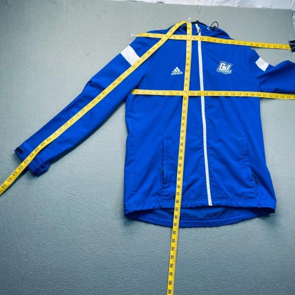 GVSU Adidas G7 Soccer Jacket Blue Hooded Lightweight‎ Full Zip Men's Medium